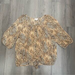 3/4 sleeve leopard/cheetah print plus size top